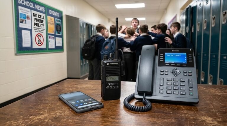 Phone-Free Campus Mandates: Bridging Staff Communication Gaps Beyond Cellular Reliance